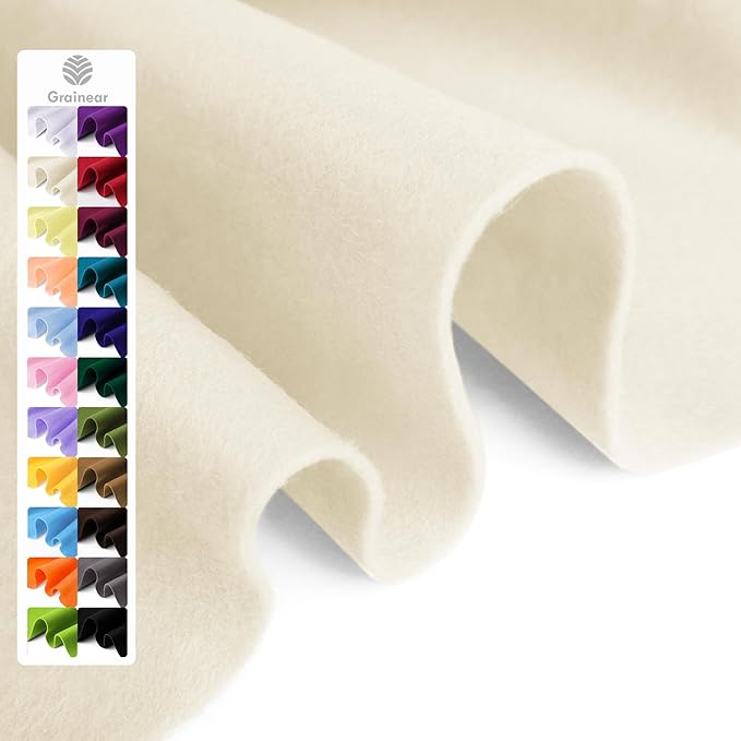Ivory Soft Felt Fabric Sheet, 1.6mm Thick by Grainear
