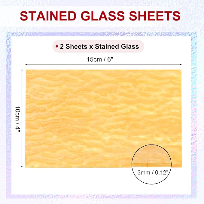 PATIKIL 4 x 6 Inch Transparent Stained Glass Sheets, 2 Sheets Mosaic Glass - Image 2