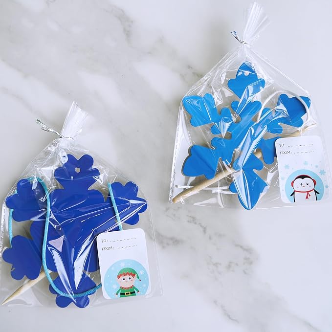 Winlyn 56 Sets 8 Styles Magic Color Scratch Blue Snowflake Ornaments - Image 6