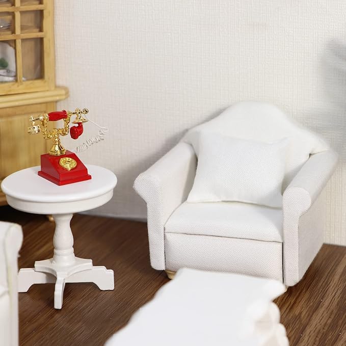Dollhouse Couch with Pillow 1 12 Scale Miniature Sofa Arm Chair Living Room - Image 2