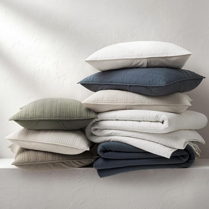 EVERGRACEHOME 100% Cotton Modern Lines Quilt Set Queen Size, Pre-Washed Soft - Image 7