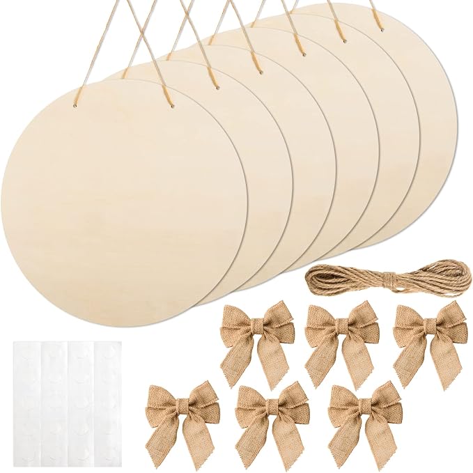 12 Pcs 16 Inch Wood Circles for Crafts Unfinished Round Wood Discs Blank Wooden by AWIZOM