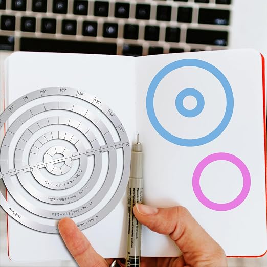 ORIGACH Stainless Steel Concentric Round Ruler Metal Circle and Curve Drafting - Image 5