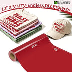 VINYL FROG Red Heat Transfer Vinyl Roll 12" x5ft Matte HTV Vinyl | Red Iron on - Image 2
