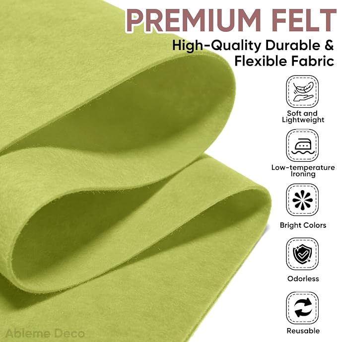 Soft Felt Fabric Sheet 18" x 36", 1.6mm Acrylic Craft Felt, Olive Green | Soft - Image 2
