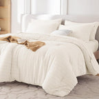 MUXHOMO 5 Pieces Twin XL Comforter Set, Seersucker Bed in a Bag Twin XL Size by MUXHOMO