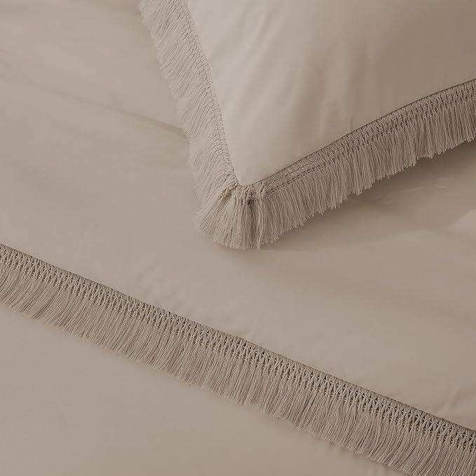 Andency Queen Comforter Set Khaki, 3 Pieces Boho Fall Tassel Lightweight - Image 8