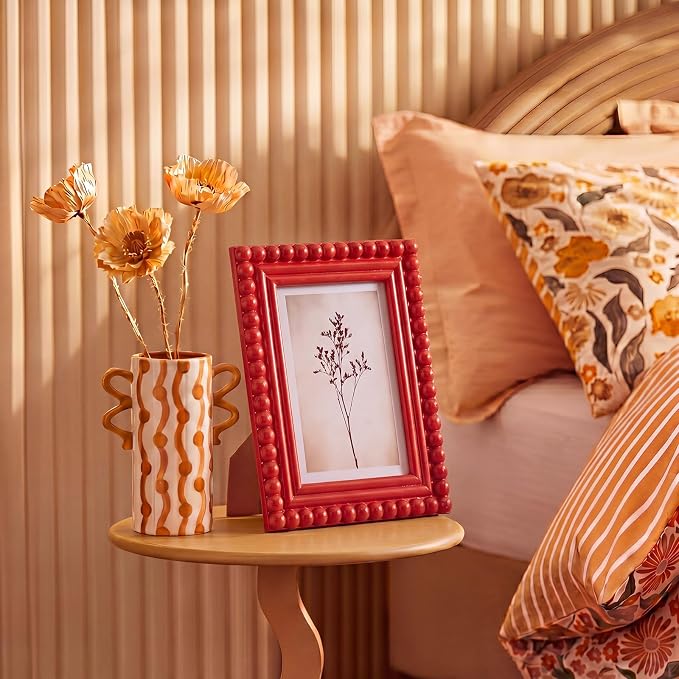 1 Pack 5 x 7 Picture Frame, Wood Beaded Boho Photo Frame, Vintage Photo Display - Image 3