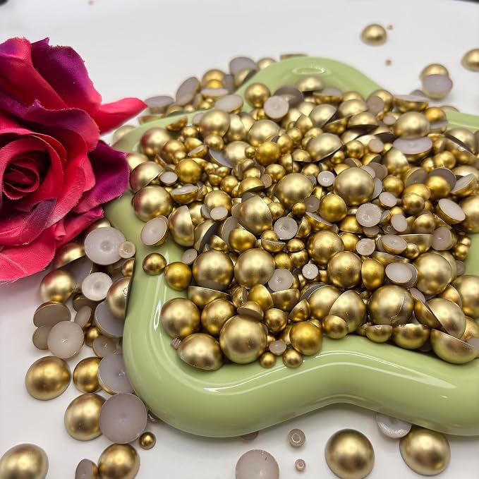 1500PCS 3-14mm Gold Flatback Pearls, 150g - Image 3