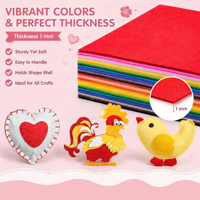 80 PCS Wool Blend Felt Sheets for Crafts 1 mm Thickness, 12 x 12 inches Felt - Image 5