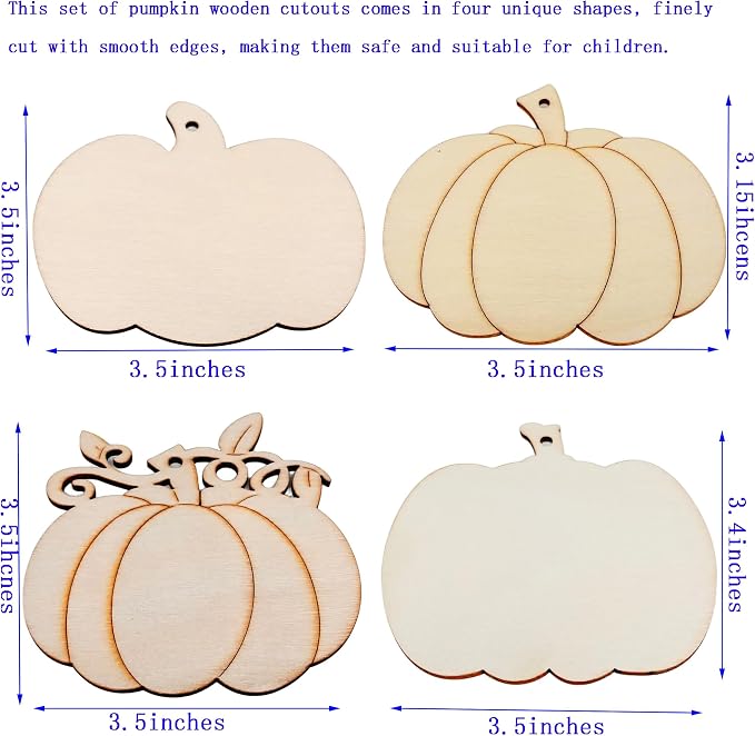 48PCS Unfinished Wood Pumpkin Cutouts - Image 2