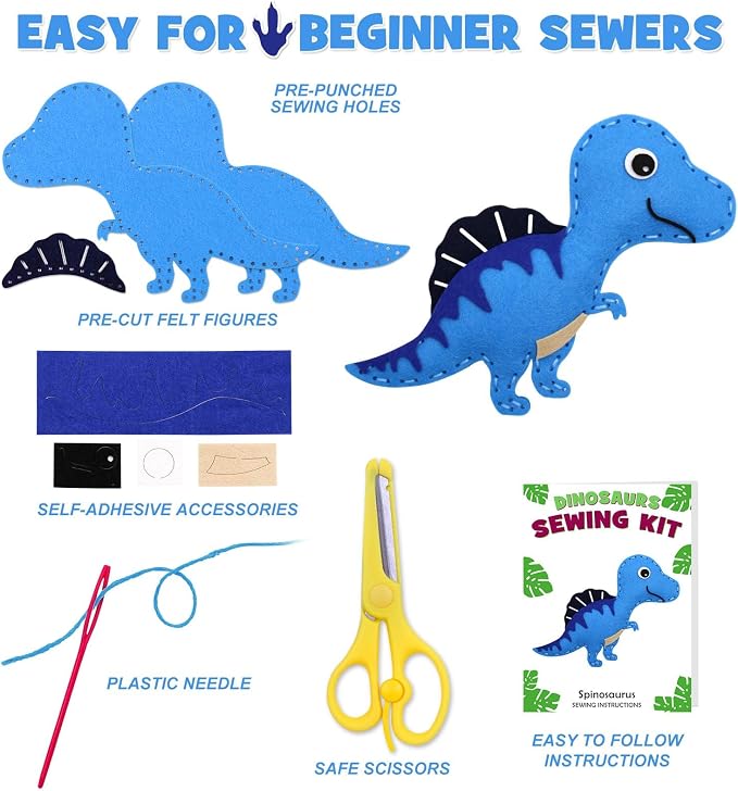 CiyvoLyeen Dinosaur Sewing Craft Kit DIY Kids Craft and Sew Set - Image 4