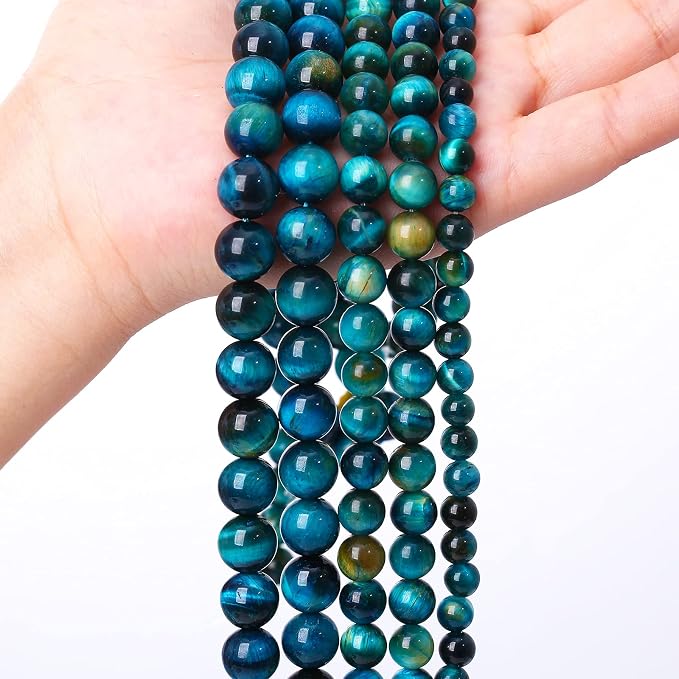 Natural Stone Blue Tiger Eye Beads Round Loose Beads - Image 5