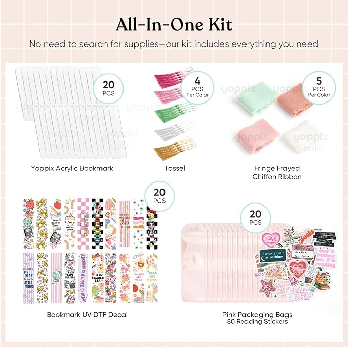 180 Pcs Acrylic Bookmark Blanks- 20 Set Bookmark Making Kit - Image 3