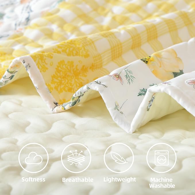 YIKUSH Quilt Sets Twin Size Floral Quilt Set 2 Pieces Bedding Set Bedspreads - Image 5