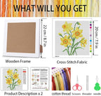 Daffodil Cross Stitch Kits for Beginners, Flowers Stamped Cross Stitch for - Image 3