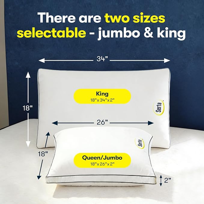 Serta Hotel Collection Bed Pillows Queen/Standard Size Set of 2, 400 Thread - Image 6