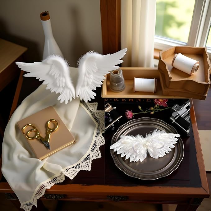 1 Pc White Mini White Angel Feather Wings Doll Feather Wings Photography Props - Image 5