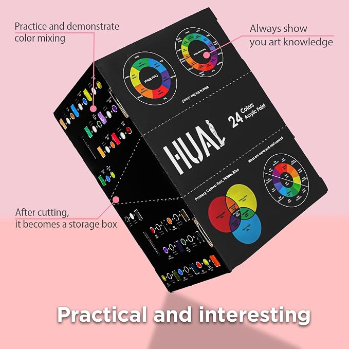 HUAL Acrylic Paint Set With 5 Brushes, 24 Colors - Image 6