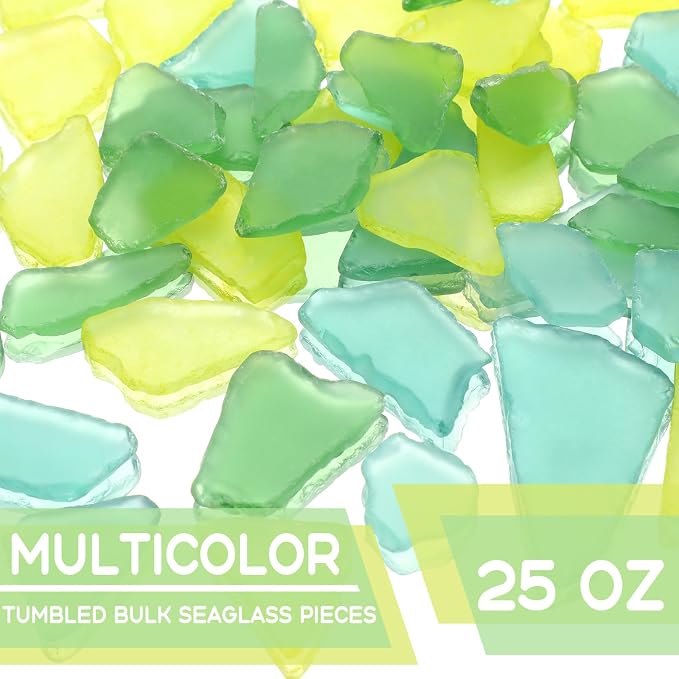 Jetec 25 oz Sea Glass for Crafts Pieces Decor Flat Frosted Sea Glass Vase - Image 2
