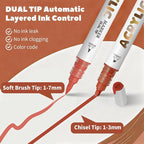 Reddish Brown Acrylic Paint Pens, Water Based 12 Colors Dual Tip Acrylic Paint - Image 3