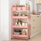 JIUYOTREE 4-Tier Plastic Rolling Storage Cart Utility Cart - Image 6