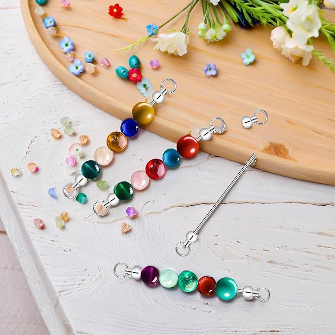 50pcs Beadable Keychains DIY Set, Metal Sliver Blank Keychains Bars Charmful - Image 5