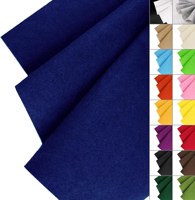 IONTACH 36" X 36" Royal Blue Stiff Felt Fabric 1.2mm Thick | Felt Sheet by IONTACH