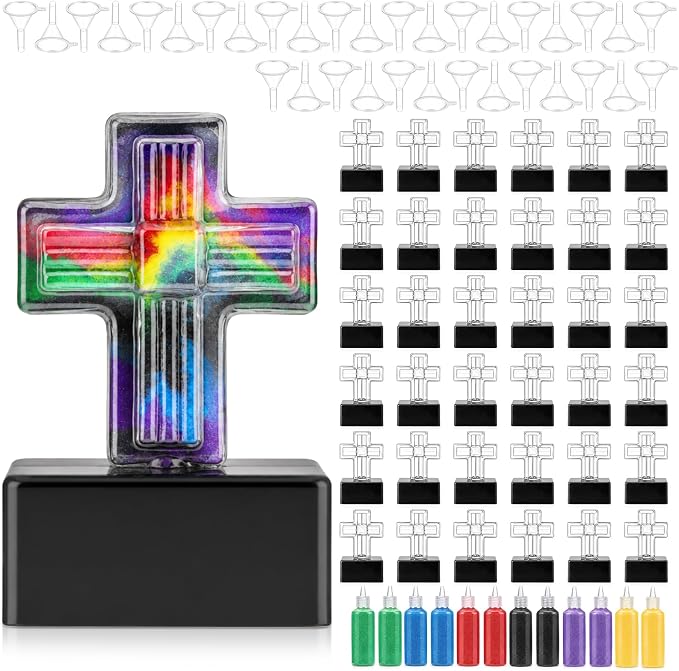 Teyva Daily Sand Art Crosses Crafts Faith Kit Bulk 36 Crosses Bottles 18 by Unknown