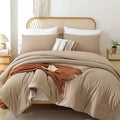 ROSGONIA Queen Comforter Set Taupe Brown by ROSGONIA