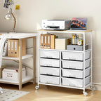 Rolling cart with 8 drawers, Storage drawer cart with wooden tabletop, Lockable - Image 8