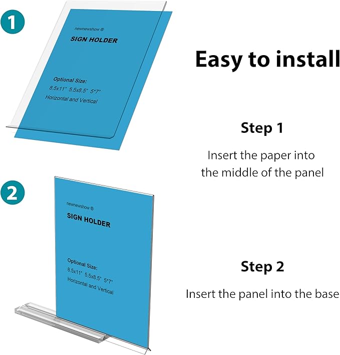 newnewshow Acrylic Sign Holder 8.5x11 Inch 6 Pack Vertical T Shape Double-Sided - Image 3