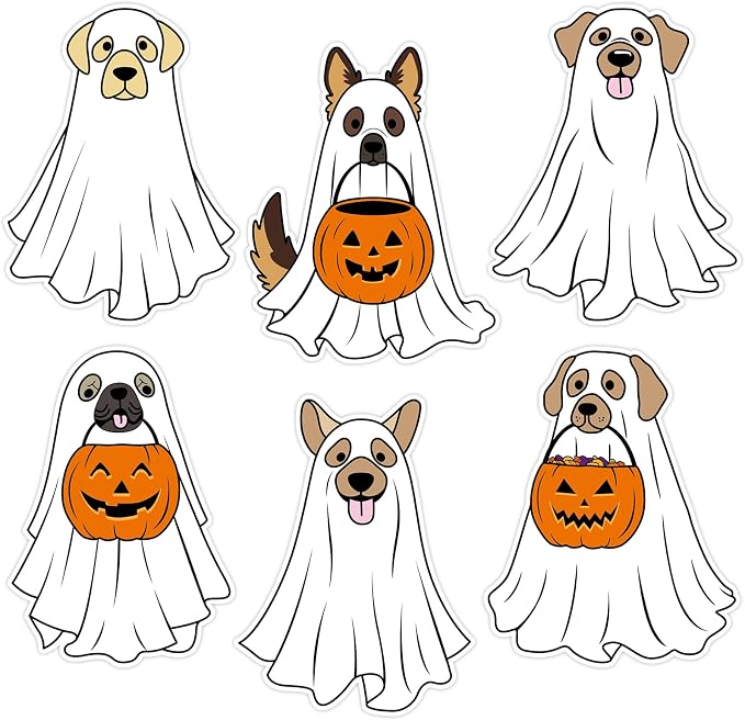 54Pcs Halloween Ghost Cutouts, Classroom Halloween Bulletin Board Paper Cutouts by PAIVSUN