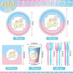 Pickmesh 400 Pcs Gender Reveal Party Supplies Include Boy or Girl Disposable - Image 3