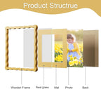 10x10 Picture Frame with Mat for 8x8, Wavy Edge Wooden Real Glass Photo Frame - Image 5