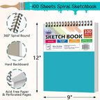 WINNER 9" x 12" Sketch Book 4 Pack, 400 Sheets Spiral Bound Art Sketchbook - Image 2
