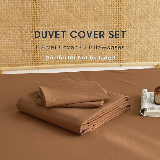 Wake In Cloud - Cotton Duvet Cover Set, King Size, Caramel Terracotta, 100% - Image 2