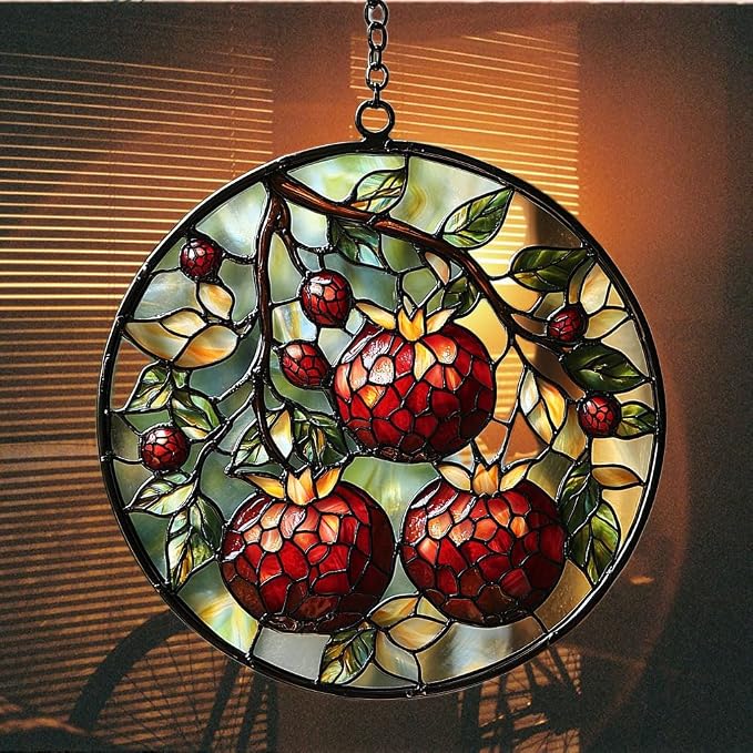 Cottage Pomegranate Acrylic Suncatcher Stained Glass Effect Window Car Hanging - Image 7