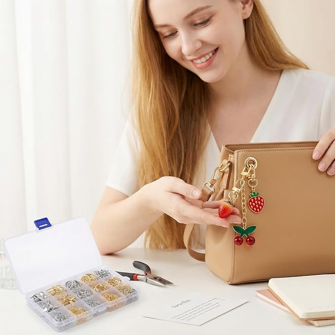 Key Chain Keychain Making Kit Accessories 540pcs Gold and Silver Bag Charm Clip - Image 4