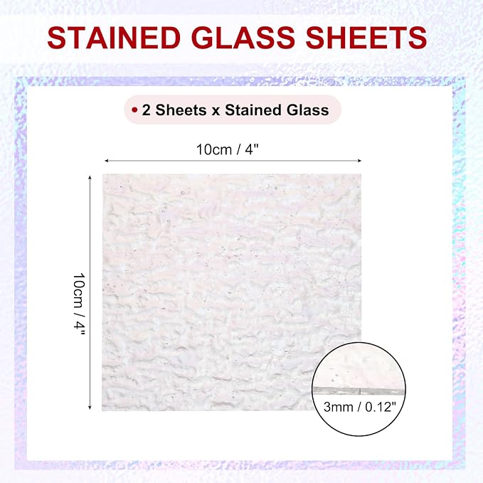 PATIKIL 4 x 4 Inch Transparent Stained Glass Sheets, 2 Sheets Mosaic Glass - Image 2