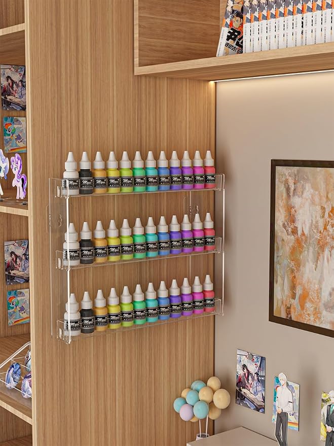 2Pack 3 Tier Display Rack, Acrylic Craft Paint Storage Organizer, Miniature - Image 8
