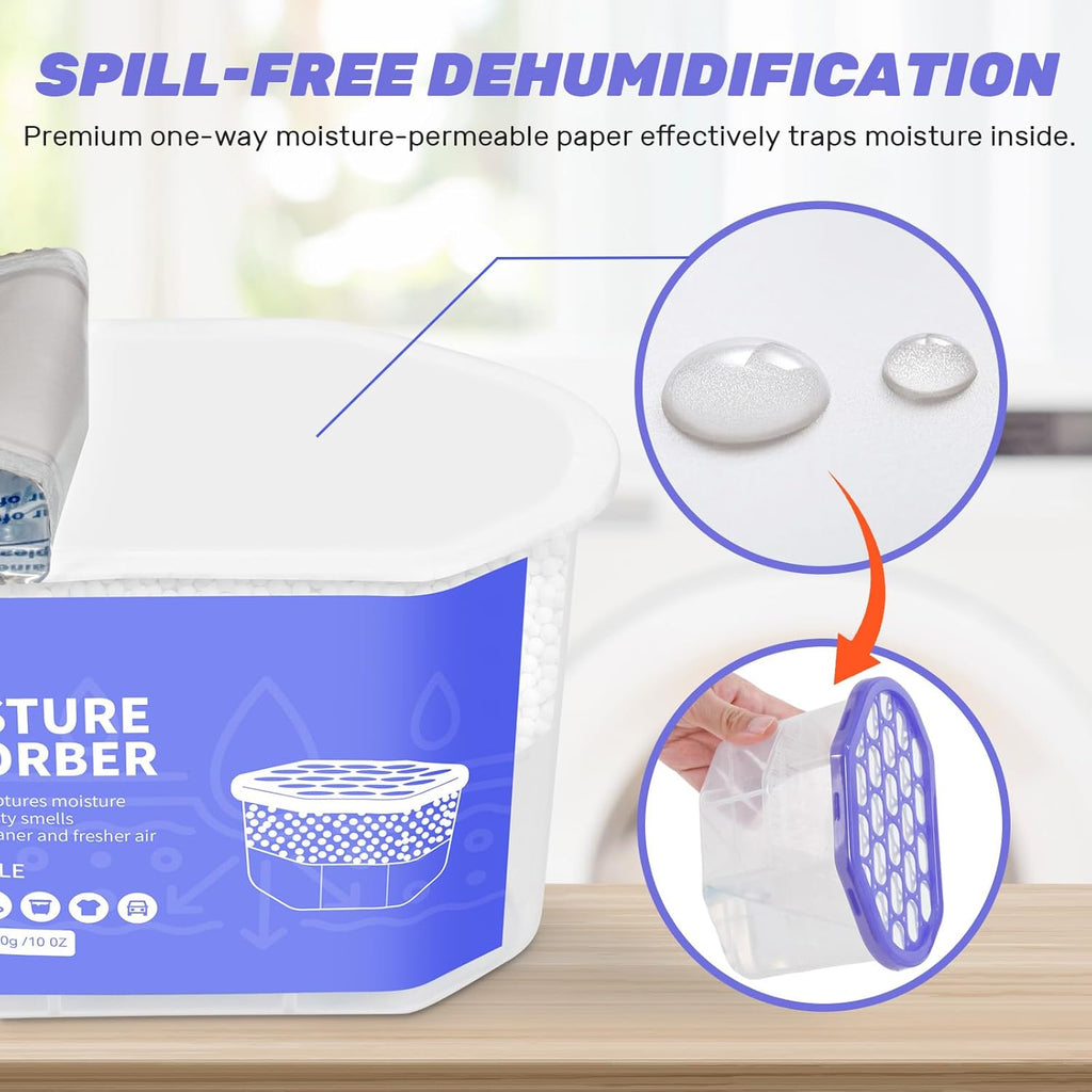 CLEVAST Moisture Absorbers Boxes, 10 OZ, 6 Pack, Dehumidifier Box for Closet, Unscented Hanging Humidity Absorber in Wardrobes, Bedrooms, Bathrooms, RV