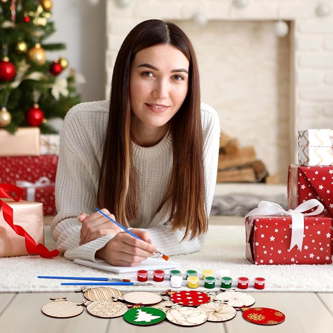 Cinnvoice 60 Pcs Wood Christmas Crafts - Image 5