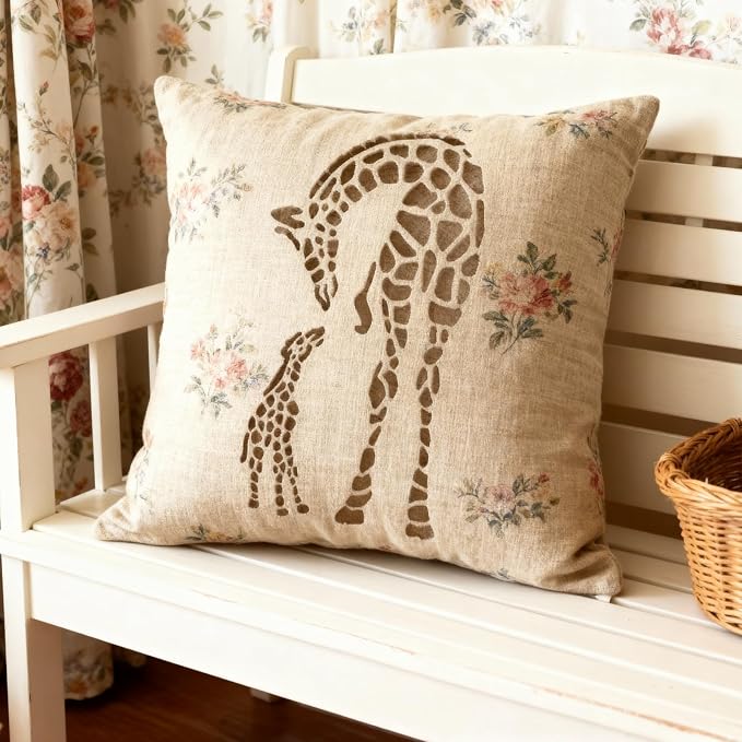 TIAMECH A4 Reusable Mum and Son Giraffe Stencil - Image 2