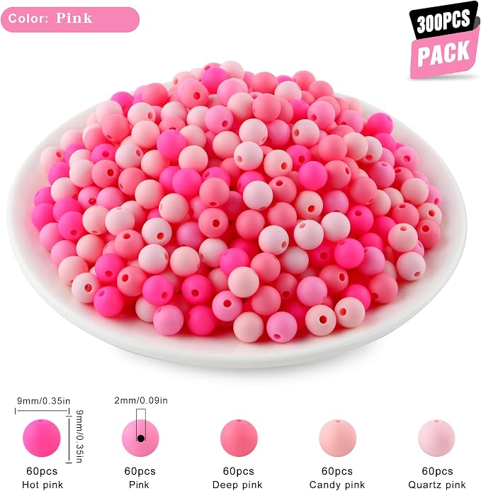 300Pcs Silicone Beads 9mm Mix Color, Bulk Silicone Beads 9mm - Image 2