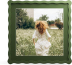 12x12 Picture Frame with Mat for 10x10, Wavy Edge Wooden Real Glass Photo Frame by THKRLOF