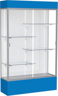 Waddell Spirit Lighted Floor Display Case, Satin Finish, Royal Blue Base and Top by WADDELL