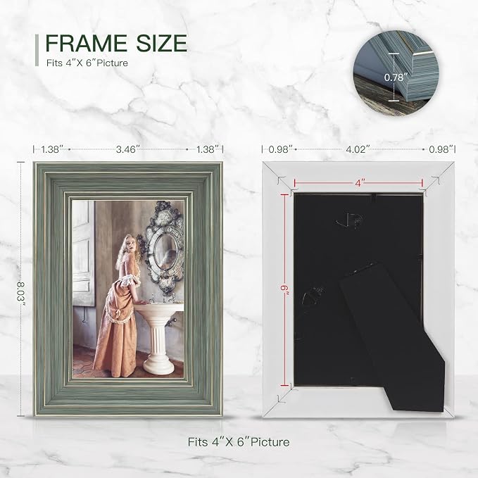 XUANLUO 3 Pack 4x6 Inch Picture Frames Farmhouse Rustic Vintage Distressed Wood - Image 2