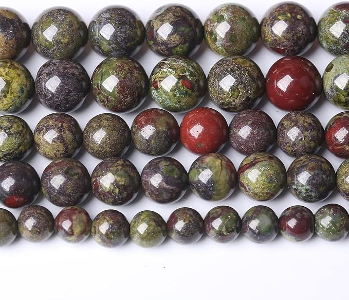 Natural Dragon Blood Jasper Beads Round Loose Energy Healing Stone Beads by NaturalStoneBeads