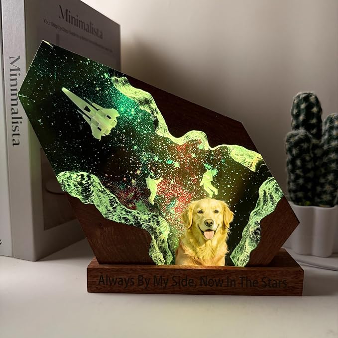 Custom Dog Memorial Gifts, Personalized Space Resin Lamp by NICEHERA